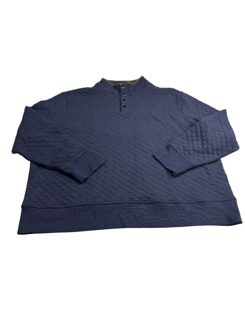 Banana Republic Mens XL Navy Quilted Pullover Henley Sweatshirt Cotton Blend